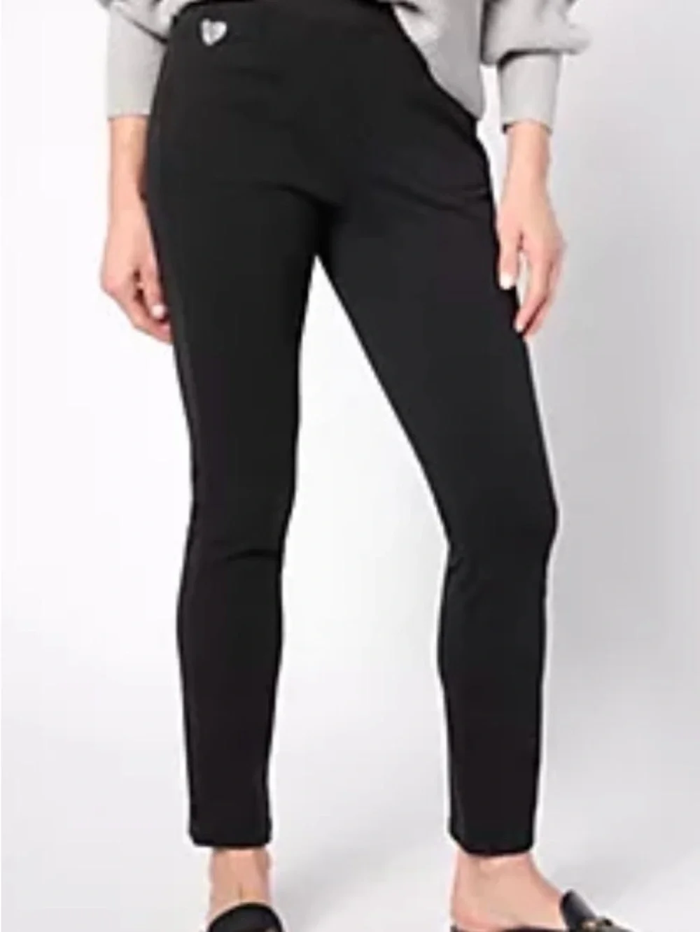 NWT Quacker Factory Regular DreamJeannes Pull-On Slim Leg Black Sz Large